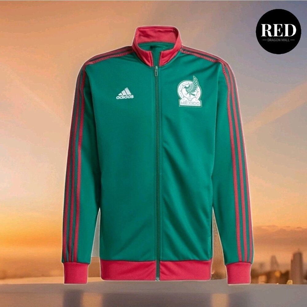 Adidas Soccer Mexico DNA Green Red Full Zip Track Jacket IT9683 - Men's Size M